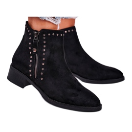 Botas De Mujer Con Tacón Alto Remaches Control Negro