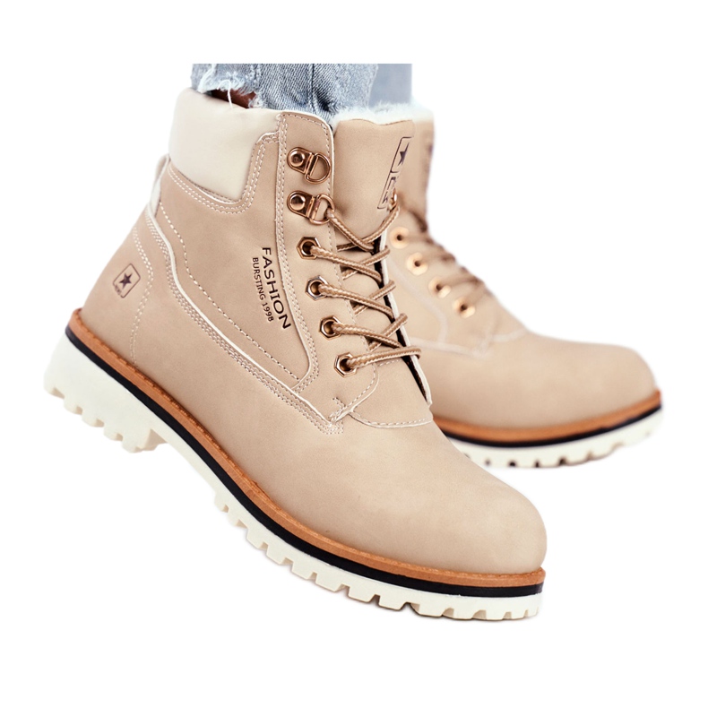 EVE Botas de madera para mujer con aislamiento, beige Tiempo
