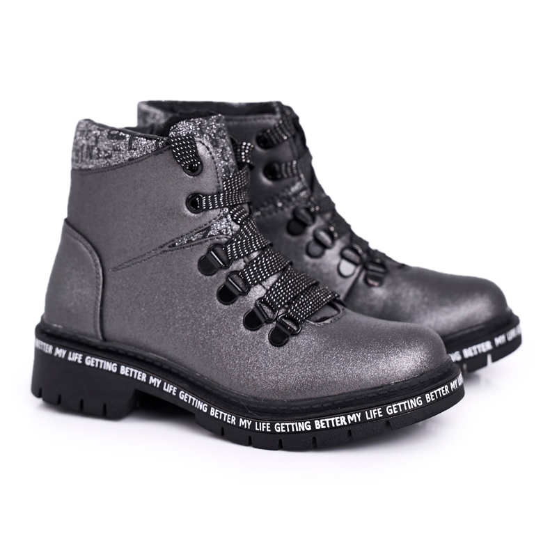 Bota infantil juvenil con borreguito gris Snowflake Bota infantil juvenil con borreguito gris Snowflake