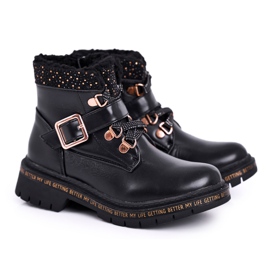 Botas de juventud infantil Black Rhythm con piel de oveja negro