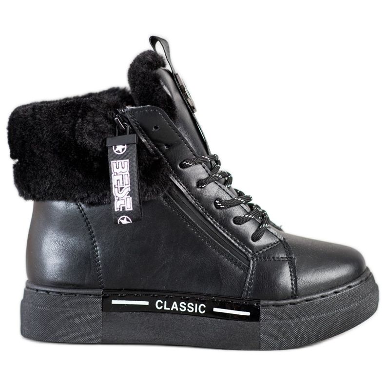 Weide Botines atados con piel negro