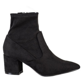 SHELOVET Botas de ante de tacón alto negro SHELOVET Botas de ante de tacón alto negro