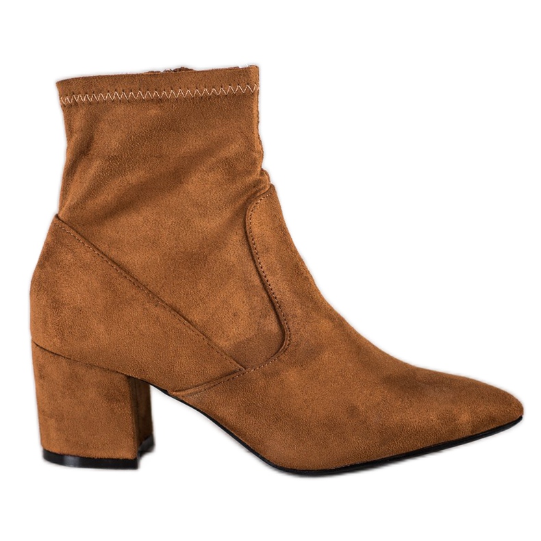 SHELOVET Botas de ante de tacón alto marrón