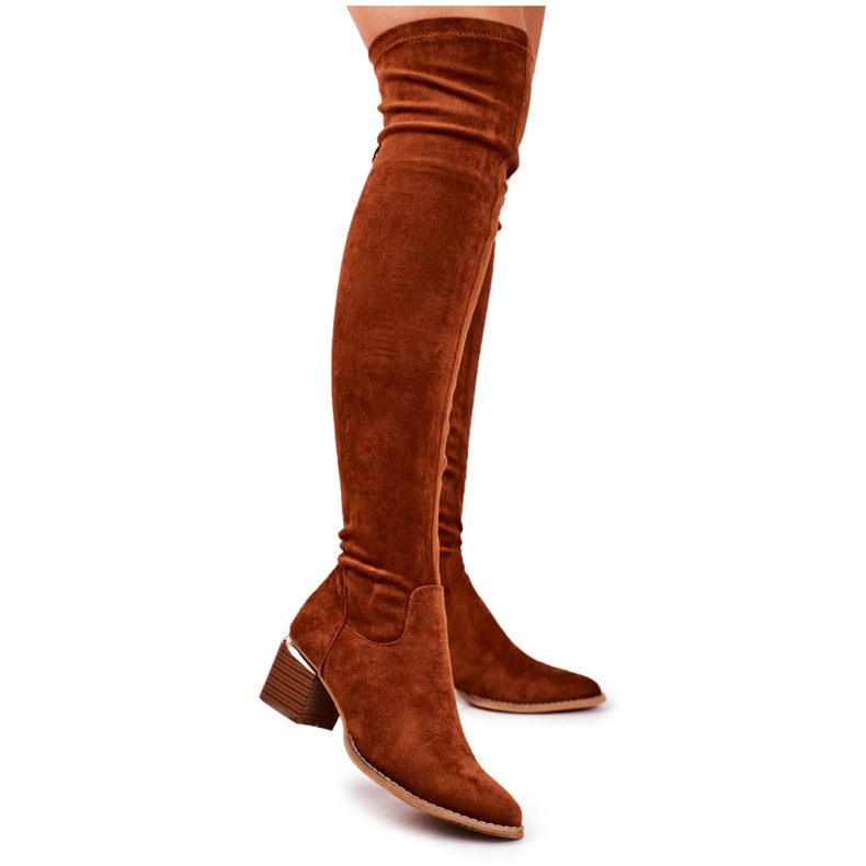 EVE Botas hasta la rodilla de mujer ante ecológico camel Can't Stop marrón multicolor
