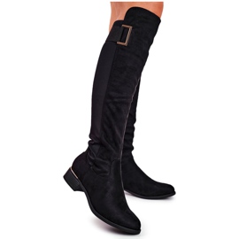 EVE Botas hasta la rodilla de mujer ante / lycra negro Nash