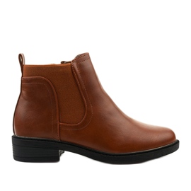 Botas planas camel con cremallera, polipiel Merriva marrón