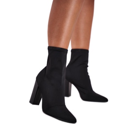 FRGIV Botas de mujer con tacón Lycra Black Morie negro