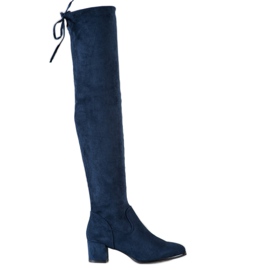 Botas por encima de la rodilla de Sergio Leone azul marino azul