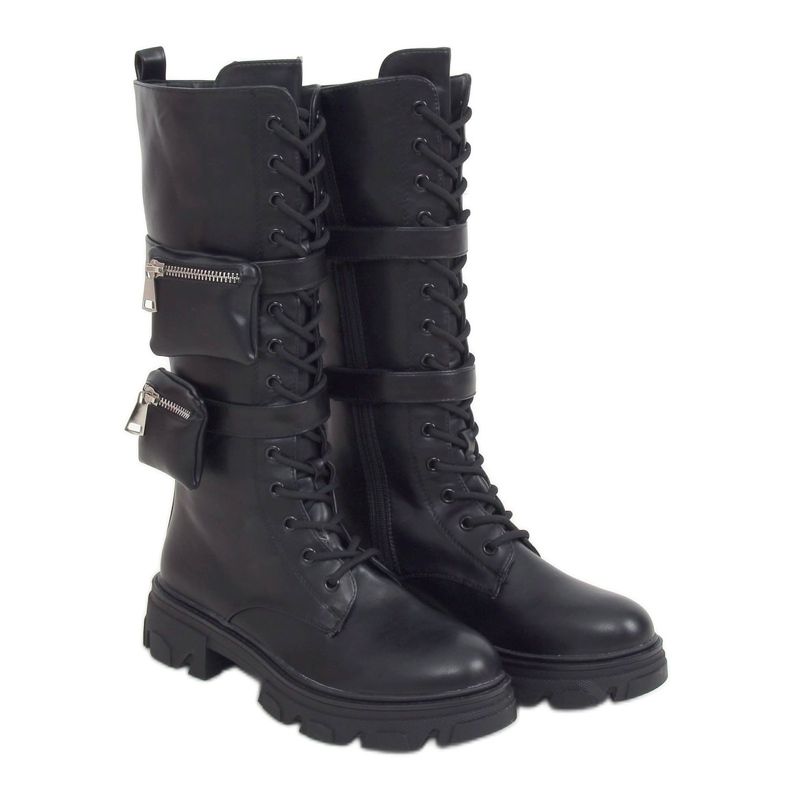 Botas negras con bolsillos RQ345 Negro