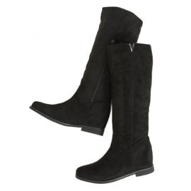 Botas negras con tacón de cuña oculto ST-11P Negro