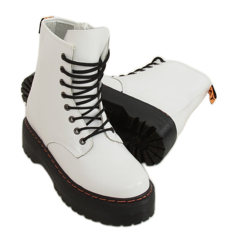 Botas Martens de suela alta, blanco KS-1255 Blanco