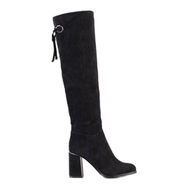 Goodin Botas de gamuza elegantes negro