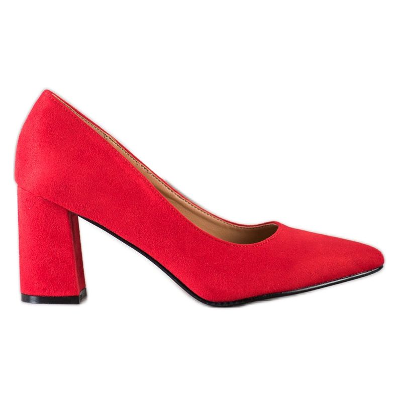 SHELOVET Zapatos de tacón de gamuza clásicos rojo SHELOVET Zapatos de tacón de gamuza clásicos rojo