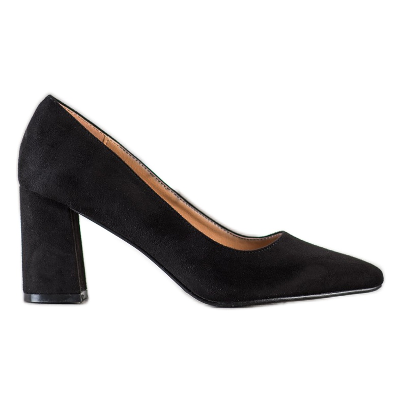 SHELOVET Zapatos de tacón de gamuza clásicos negro