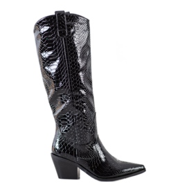 Seastar Botas camperas con estampado de serpiente negro