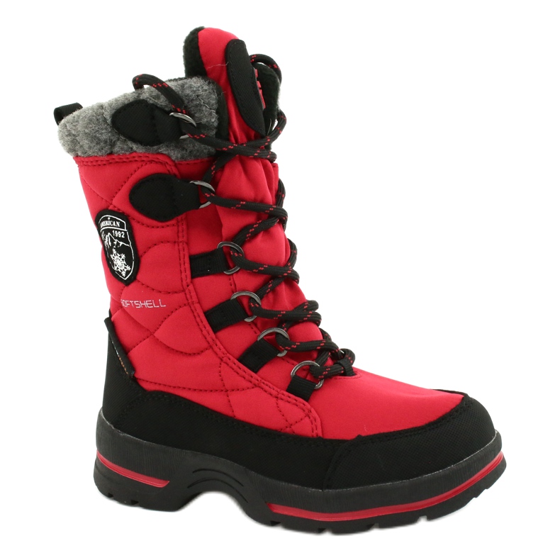 Botas de nieve con membrana American Club SN15 / 20 rojo negro gris