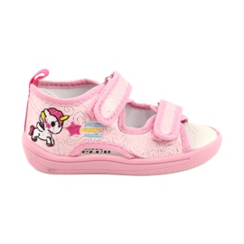 American Club Sandalias zapatillas American TEN38 / 20, inserción de cuero rosa