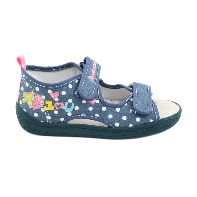 American Club Zapatillas, sandalias, calzado infantil americano, plantilla de piel blanco azul rosado