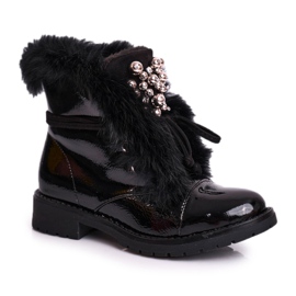 MSMG Botas Infantiles Lacada Cálida Negra Ella negro MSMG Botas Infantiles Lacada Cálida Negra Ella negro