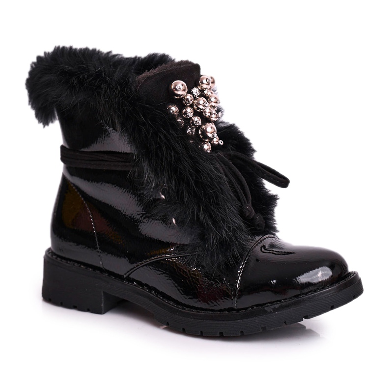 MSMG Botas Infantiles Lacada Cálida Negra Ella negro