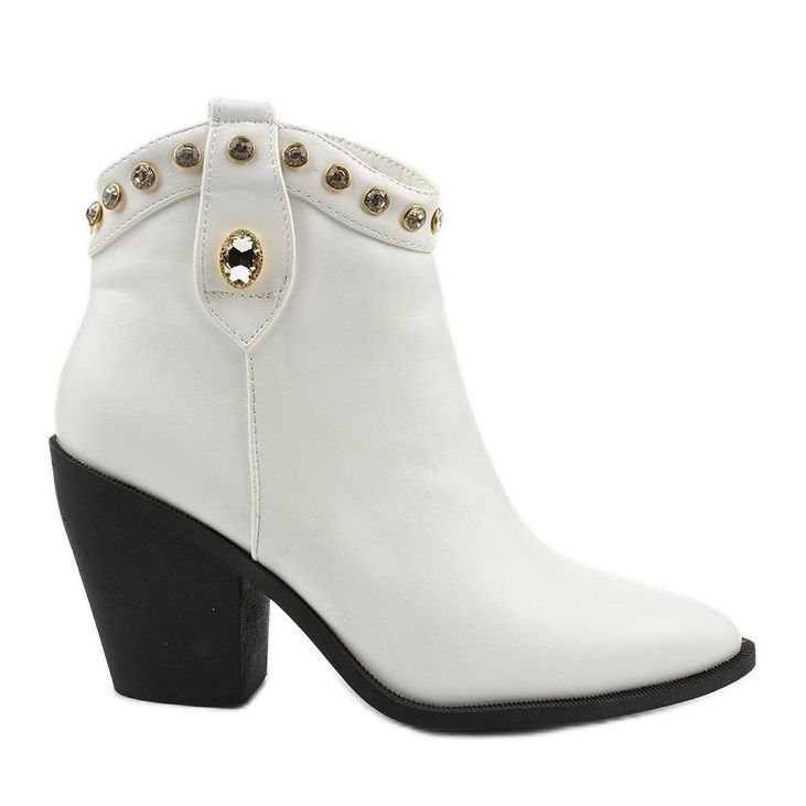 Bota cowboy blanca de mujer con circonita Darnielle blanco