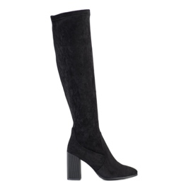 Goodin Botas de ante por encima de la rodilla negro