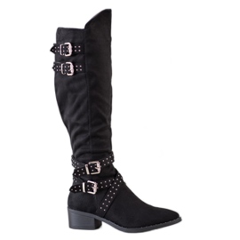 SHELOVET Botas negras con hebillas negro