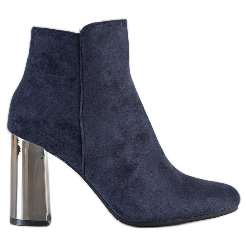 Janessa Botas con tacón plateado azul marino