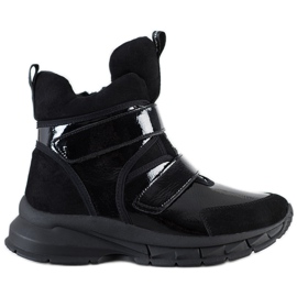 SHELOVET Botines de invierno con velcro negro