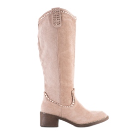 Small Swan Botas de vaquero con adornos beige