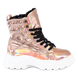 SHELOVET Trappers acolchados de moda dorado SHELOVET Trappers acolchados de moda dorado