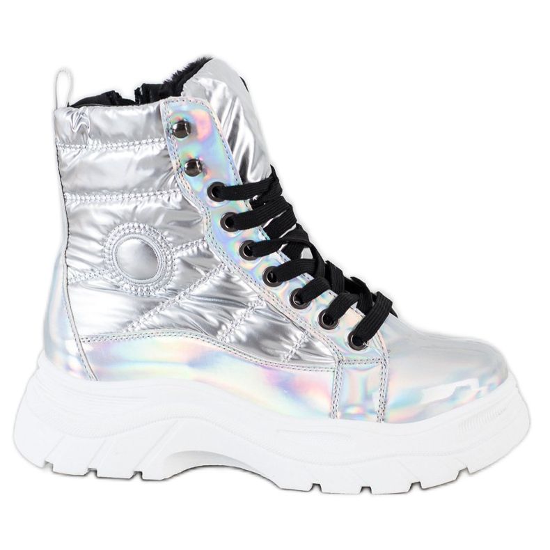 SHELOVET Trappers acolchados de moda plata