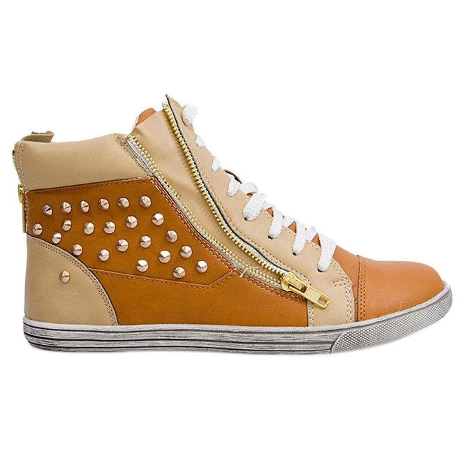 Zapatillas altas con tachuelas Y299 Camel beige marrón