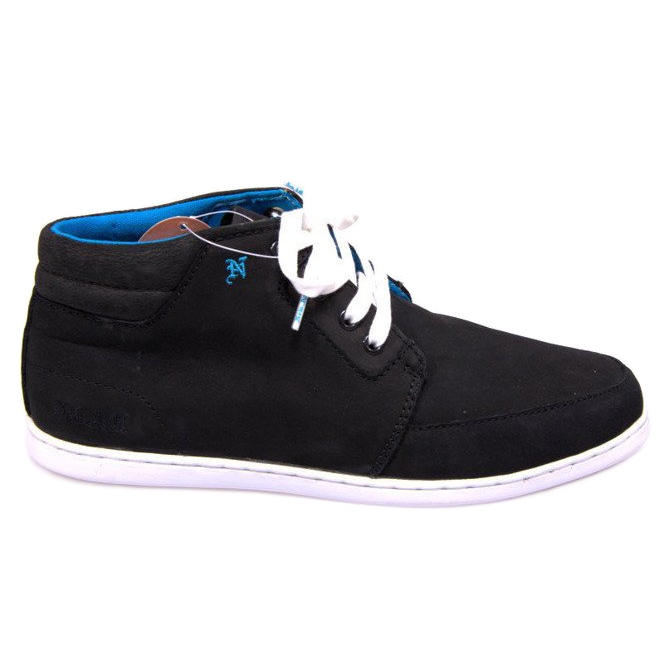 Zapatillas altas de cuero negro medio blanco