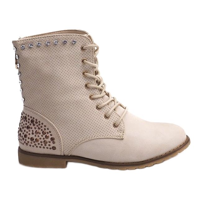 Botas caladas, ricamente decoradas 67526 Beige