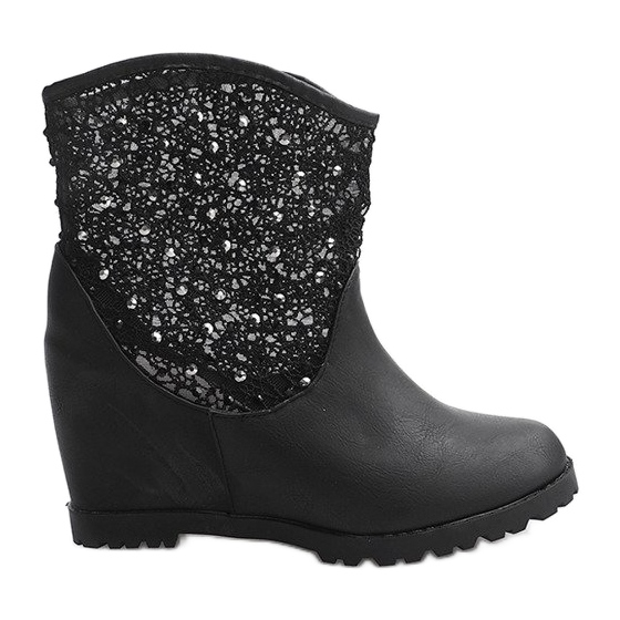 Botas cuña caladas 7010-16 Negro