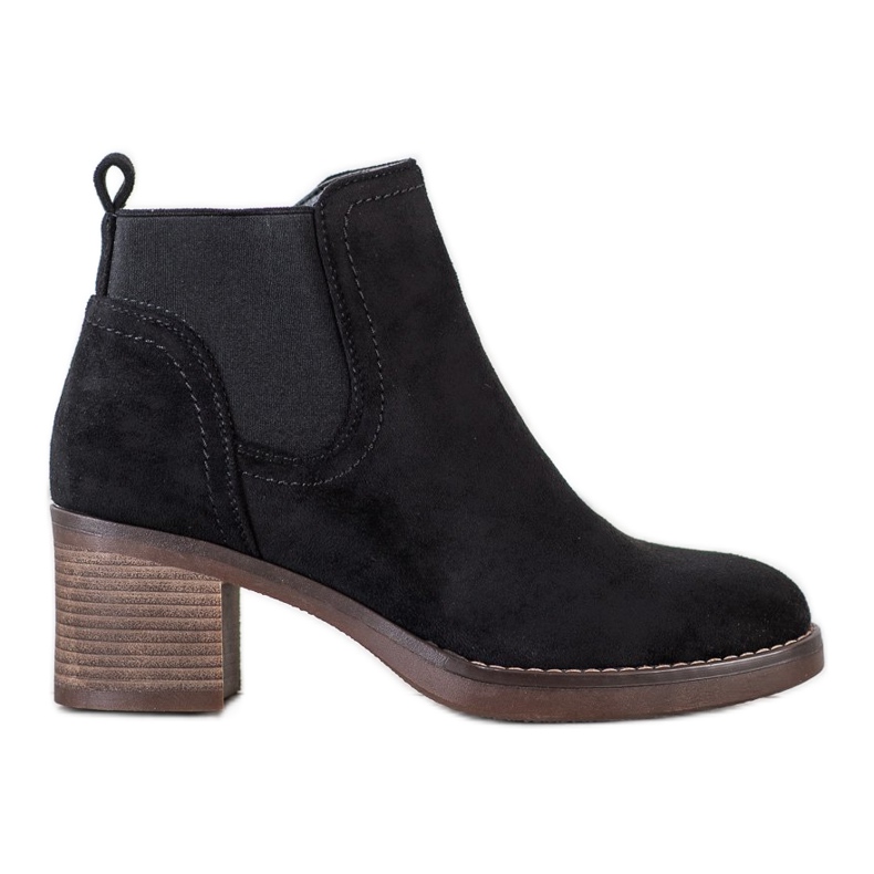 Seastar Botas de ante de tacón alto negro Seastar Botas de ante de tacón alto negro