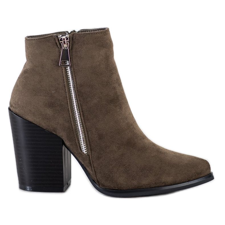 Marquiz Botas cálidas con cremallera decorativa. marrón verde