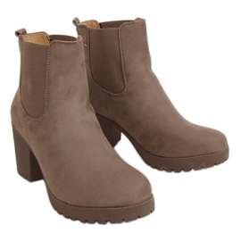 Botines Chelsea con tacón ancho, beige B2880FE-KB Caqui marrón