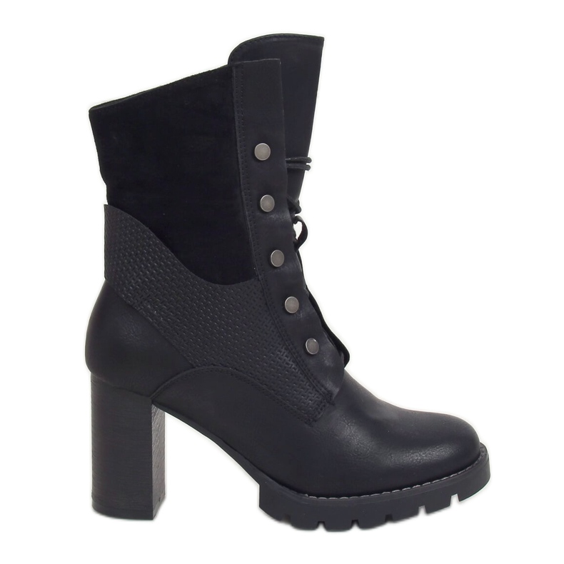 Botas negras con cordones de tacón alto 1213GA Black negro