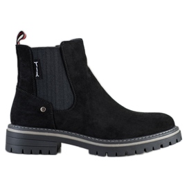 J. Star Botas de gamuza cómodas negro