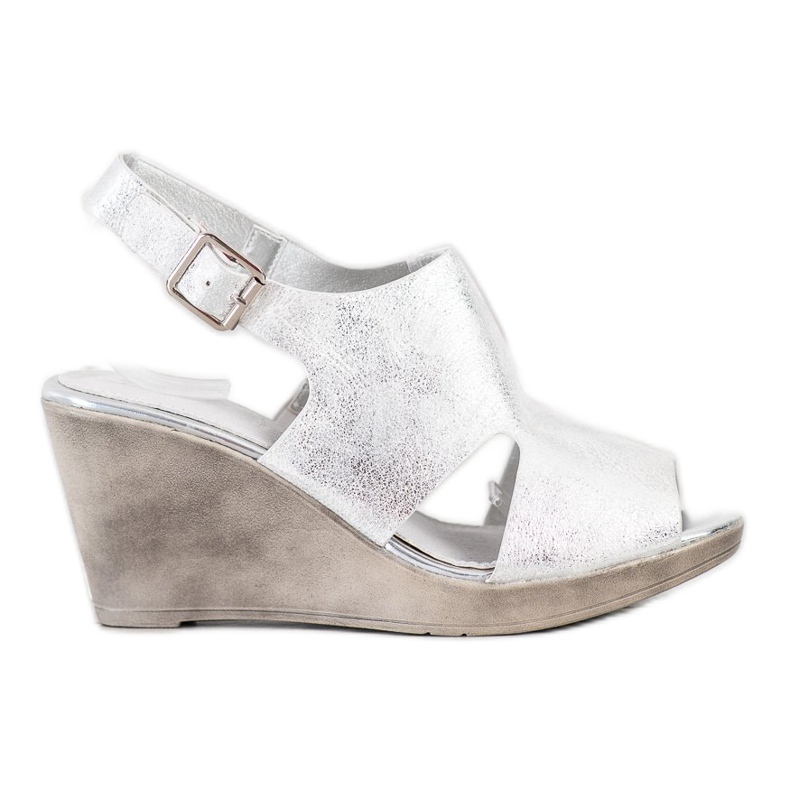 SHELOVET Sandalias de cuña plateadas plata