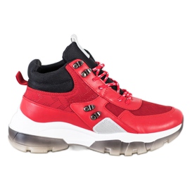 SHELOVET Zapatillas de deporte rojas de moda negro rojo