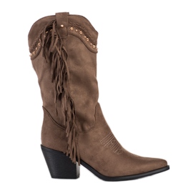 Bestelle Botas de vaquero con flecos beige Bestelle Botas de vaquero con flecos beige