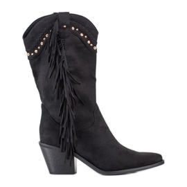 Bestelle Botas de vaquero con flecos negro