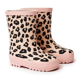 FRROCK Botas de agua para niños de goma con estampado de leopardo, rosa Nanny negro