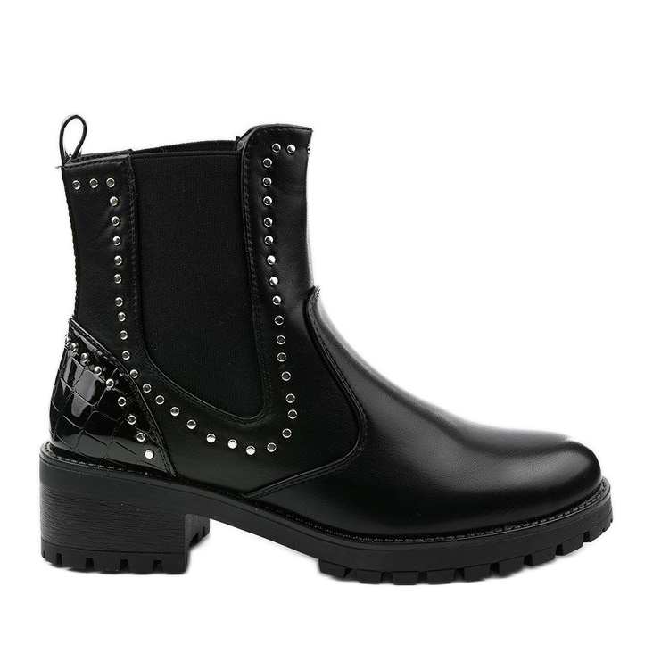 Botas negras con aislamiento de Haghill de cuero ecológico negro plata Botas negras con aislamiento de Haghill de cuero ecológico negro plata