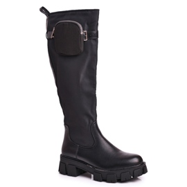 SEA Botas de mujer Remy negras con riñon negro