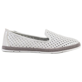 Goodin Señores de cuero calado blanco plata Goodin Señores de cuero calado blanco plata