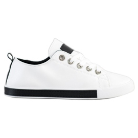 SHELOVET Zapatillas con inserciones negras blanco negro